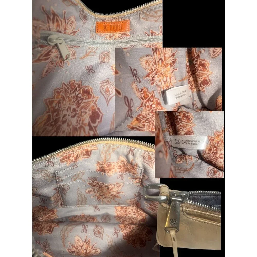 Hobo Cadence Convertible Crossbody Beige Distressed Leather Clutch Shoulder Bag - Picture 12 of 12